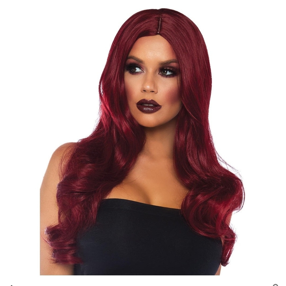 Leg Avenue Long Wavy Burgundy Red Wig Jessica Rabbit Poison Ivy Costume Cosplay